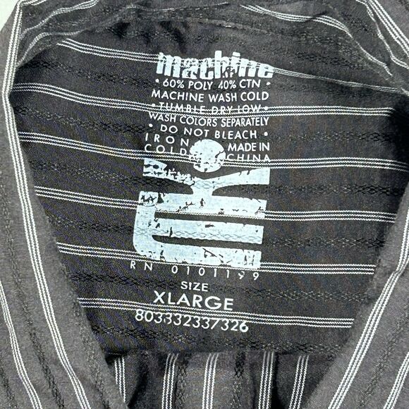 Machine Graphic Long Sleeve Button Down Men's XL Brown Shirt Guitar Skull Print - Picture 3 of 8